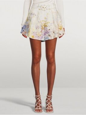 Zimmermann White Floral Belted Short